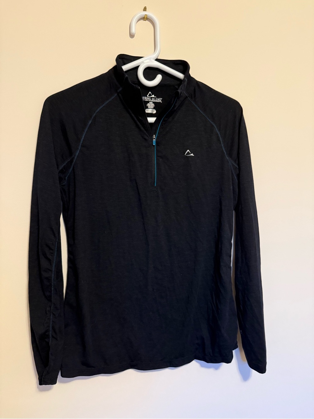 Paradox Women's Black Long-Sleeve Half-Zip Top with Teal Zipper